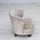 1970s, Danish curved armchair, original light green/gray furniture velour.