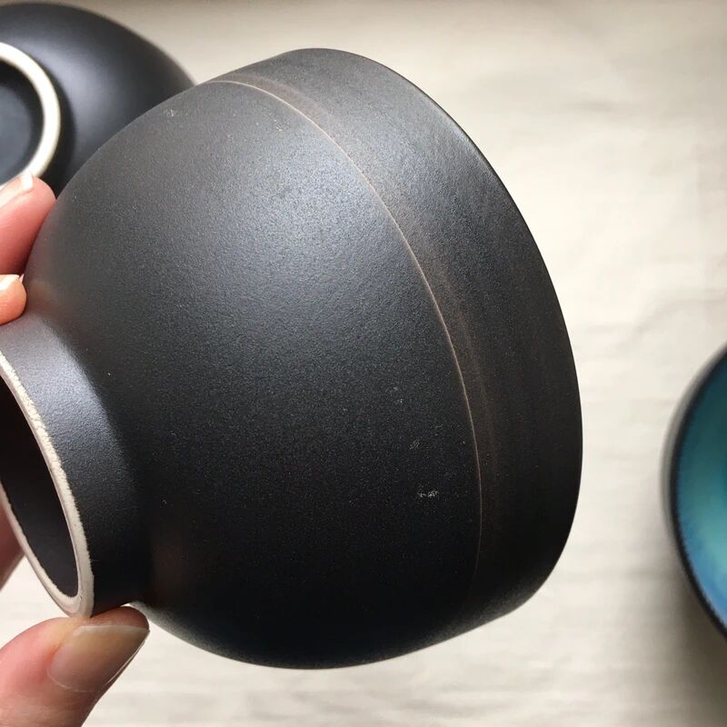 4 Bols en grès japonais émaillé turquoise Neufs
