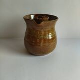 Enameled stoneware pitcher with ice cube tray - vintage