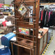 Bamboo coat rack and 1950s mirror