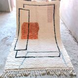 Béni Ouarain rug, geometric terracotta, pink and blue pattern