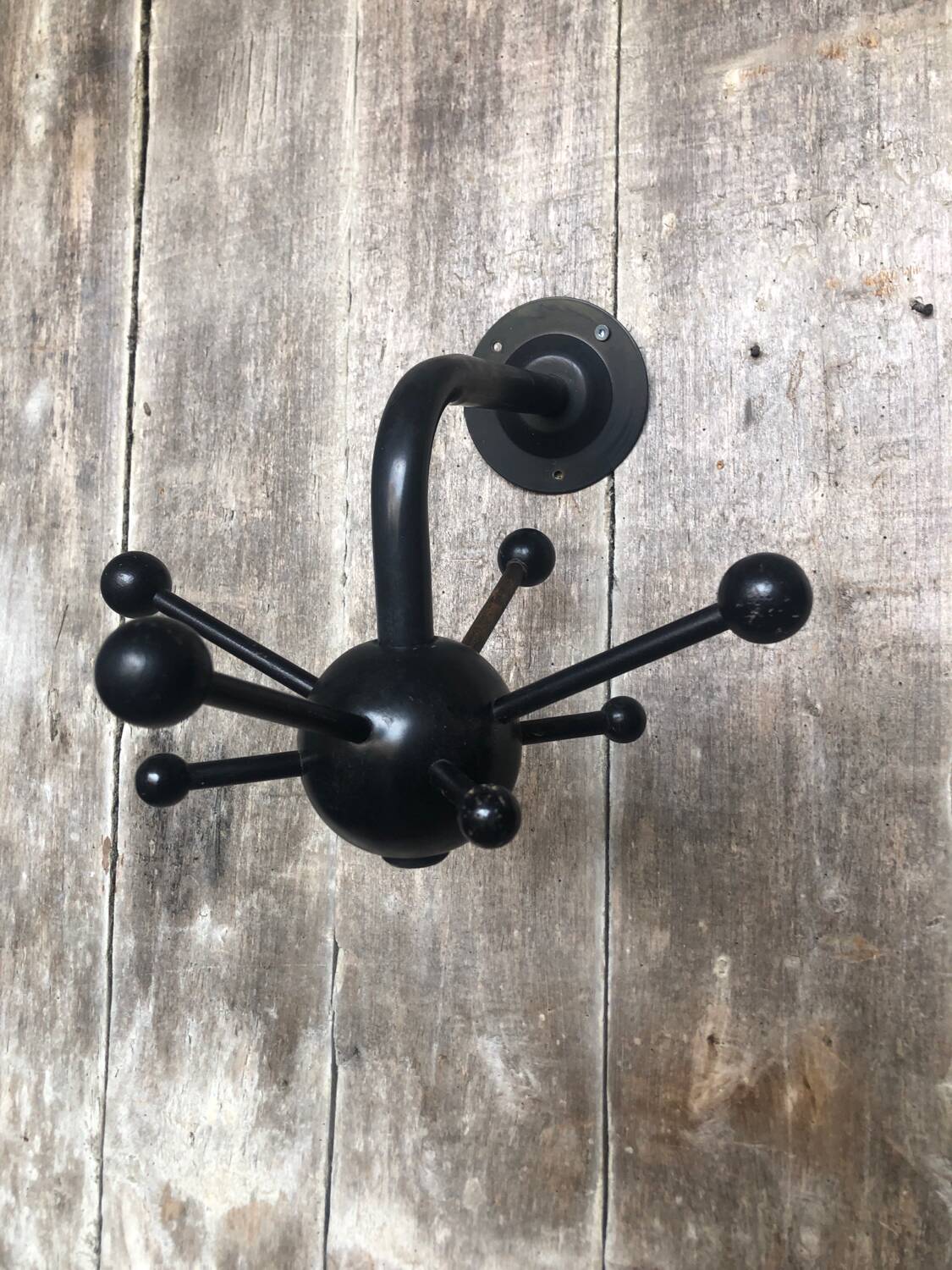 Old sputnik wall coat rack black metal ball vintage