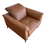 PISA leather armchair 1p 100cm cognac