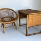 Bureau enfant en rotin avec son fauteuil