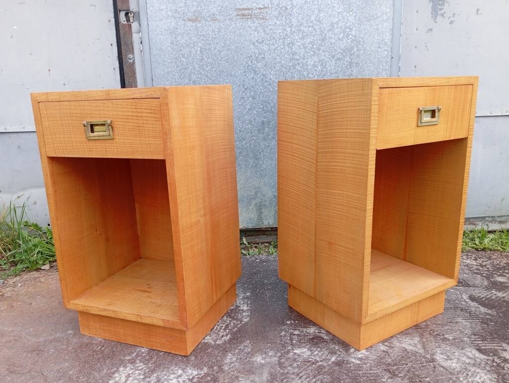 Pair of elm bedside tables
