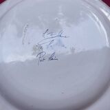 Old earthenware soup plate from Moustiers signed M Blanc.