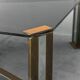 Vintage smoked glass and brass coffee table, 1970s modernism