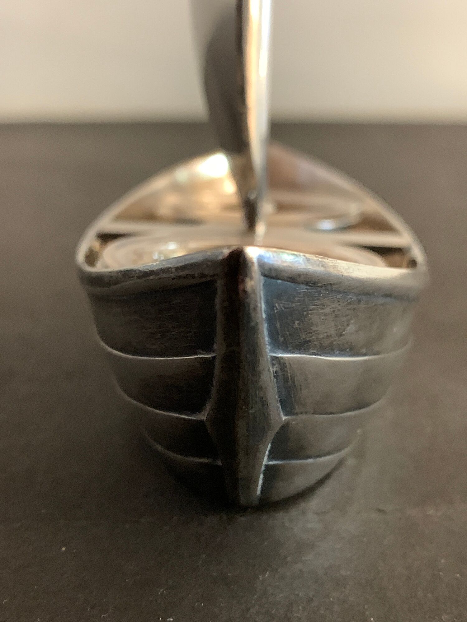 Gallia sailing art deco sailboat, in silver metal with Baccarat crystal salters