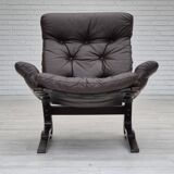 1970s, Scandinavian design, lounge chair, original condition, leather, bent wood.
