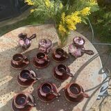 Coffee or tea service in enameled ceramic by Marius Giuge, artisan potter in Vallauris,