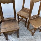 Set of 4 19th century Lorraine chairs in rustic wood