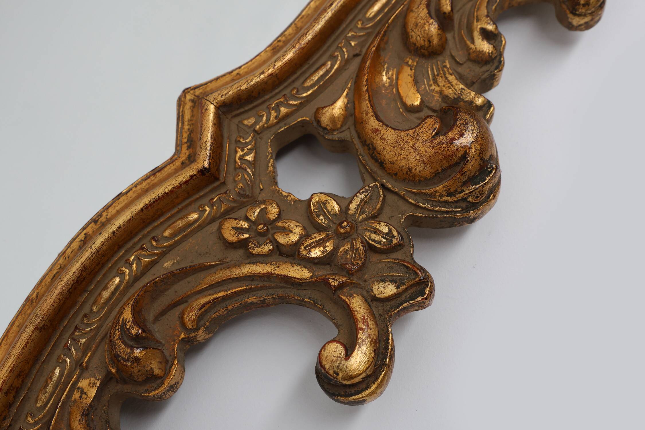 Belgian Baroque Gold Framed Oval Mirror, 1950s