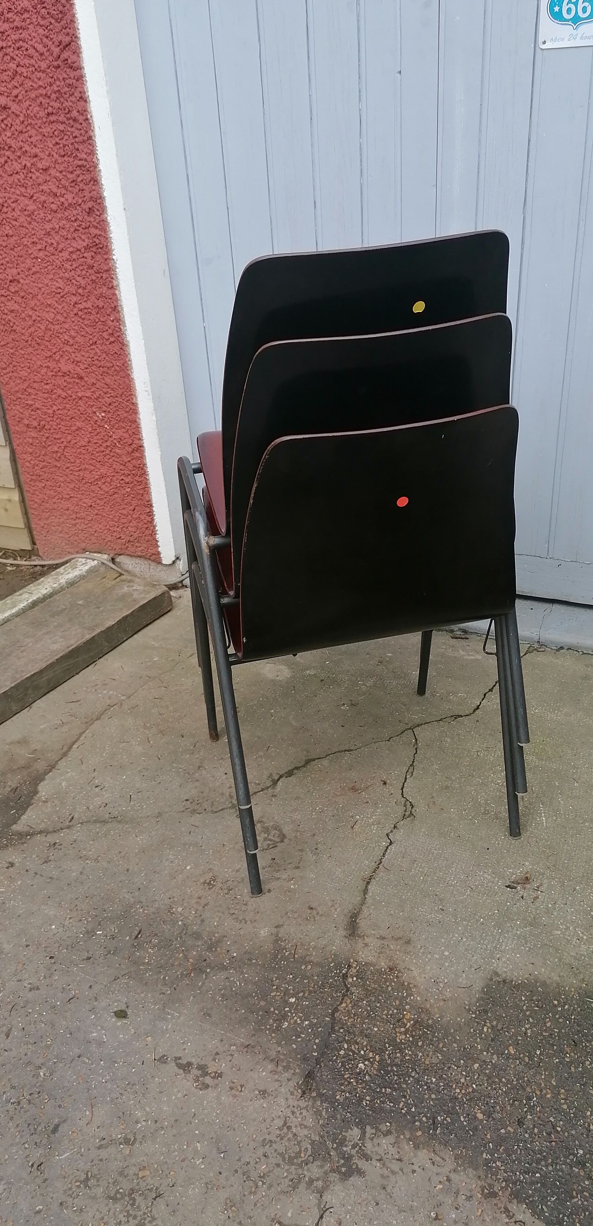 Suite of 3 design chairs germany Pagholz black backrests 1960/70
