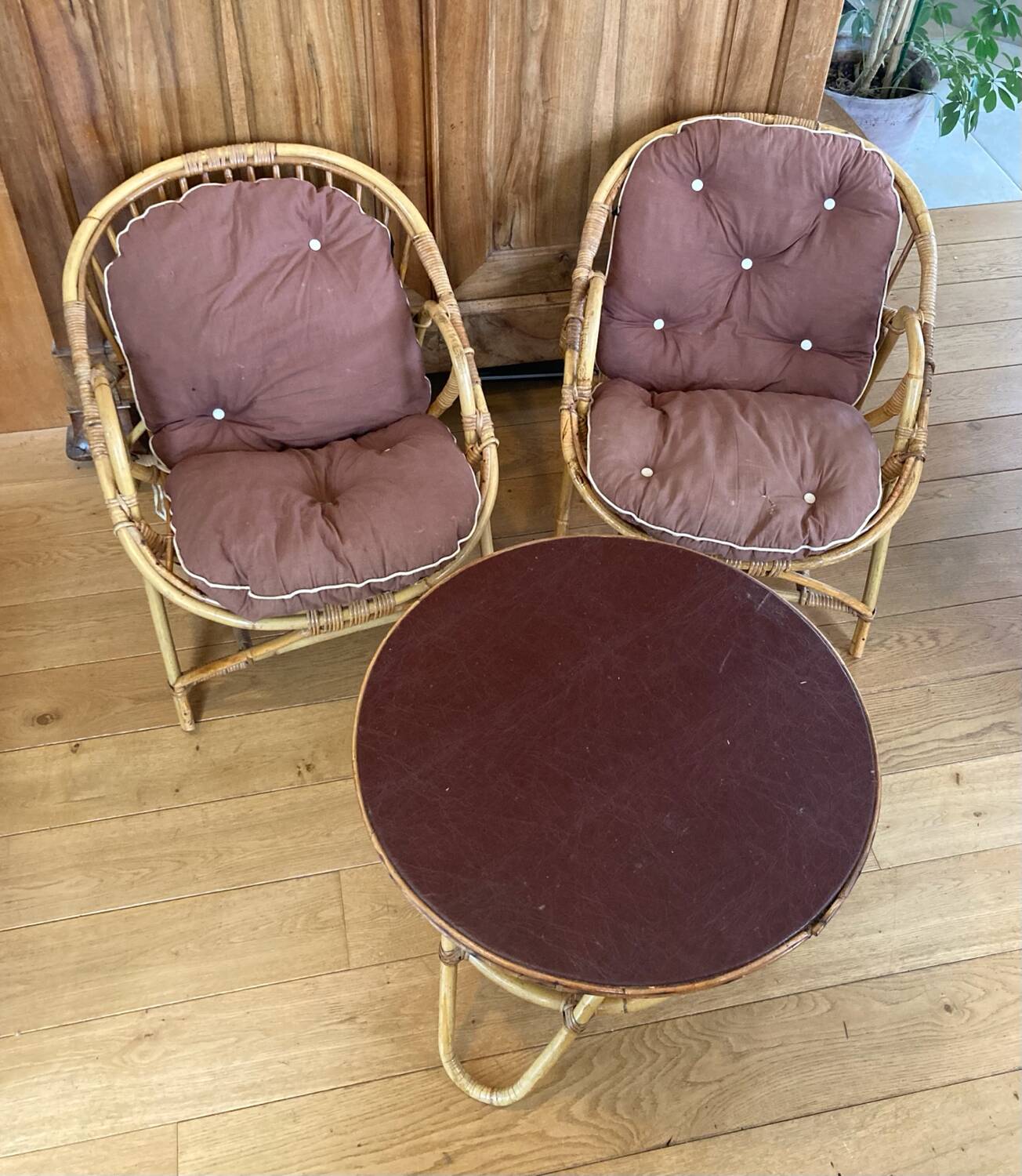 Mid-20th century rattan lounge for garden, terrace, veranda, etc.