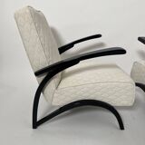 Set of Czechian Art Deco Black Laquered Lounge Chairs attributed to J. Halabala for Up Závody, 1930s