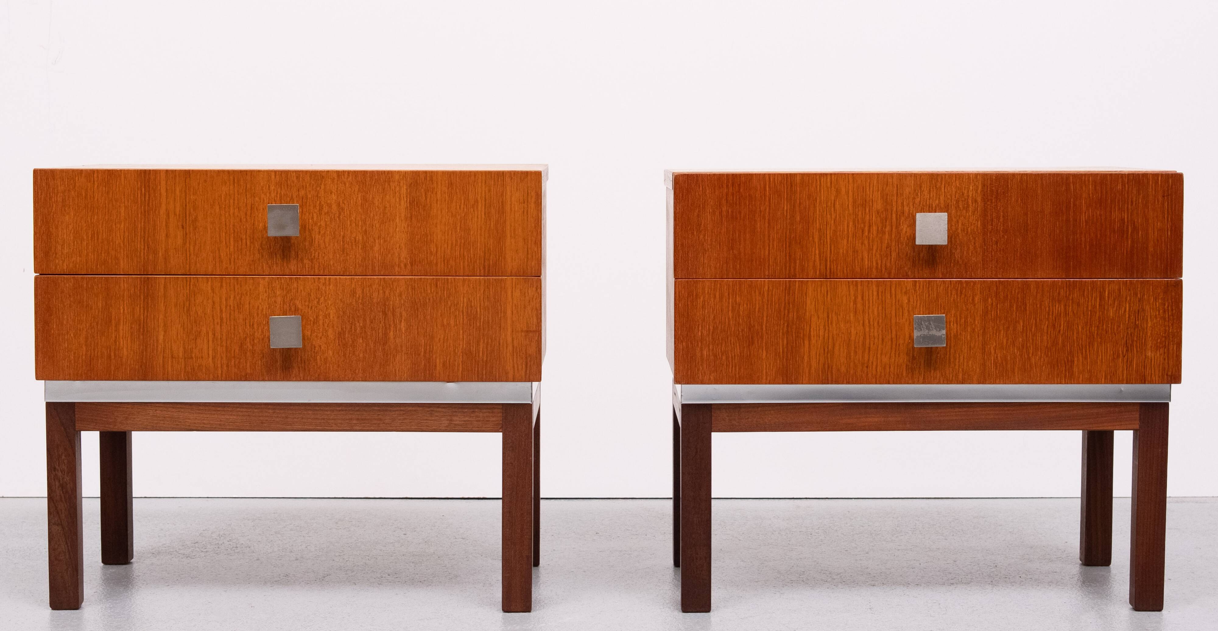 Pair of Meurop teak bedside tables 1960 Belgium