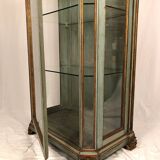 Vitrine en bois laqué bleu/vert, rechampi or, Italie XVIIIe-début XIXe