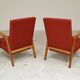 Pair of Uluv red Eastern Bloc armchairs, 1960s