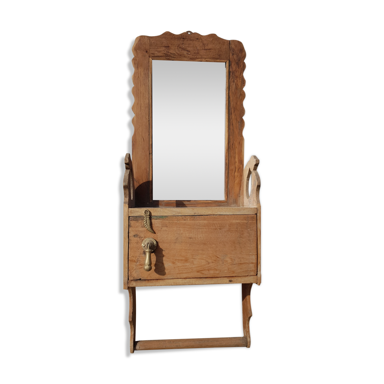 Old teak barber mirror
