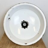 Large industrial midcentury grey enamel factory lamp, 1950s