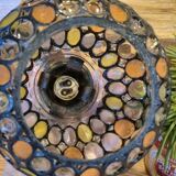 Vintage 1960s glass stained glass pendant light.