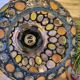 Vintage 1960s glass stained glass pendant light.