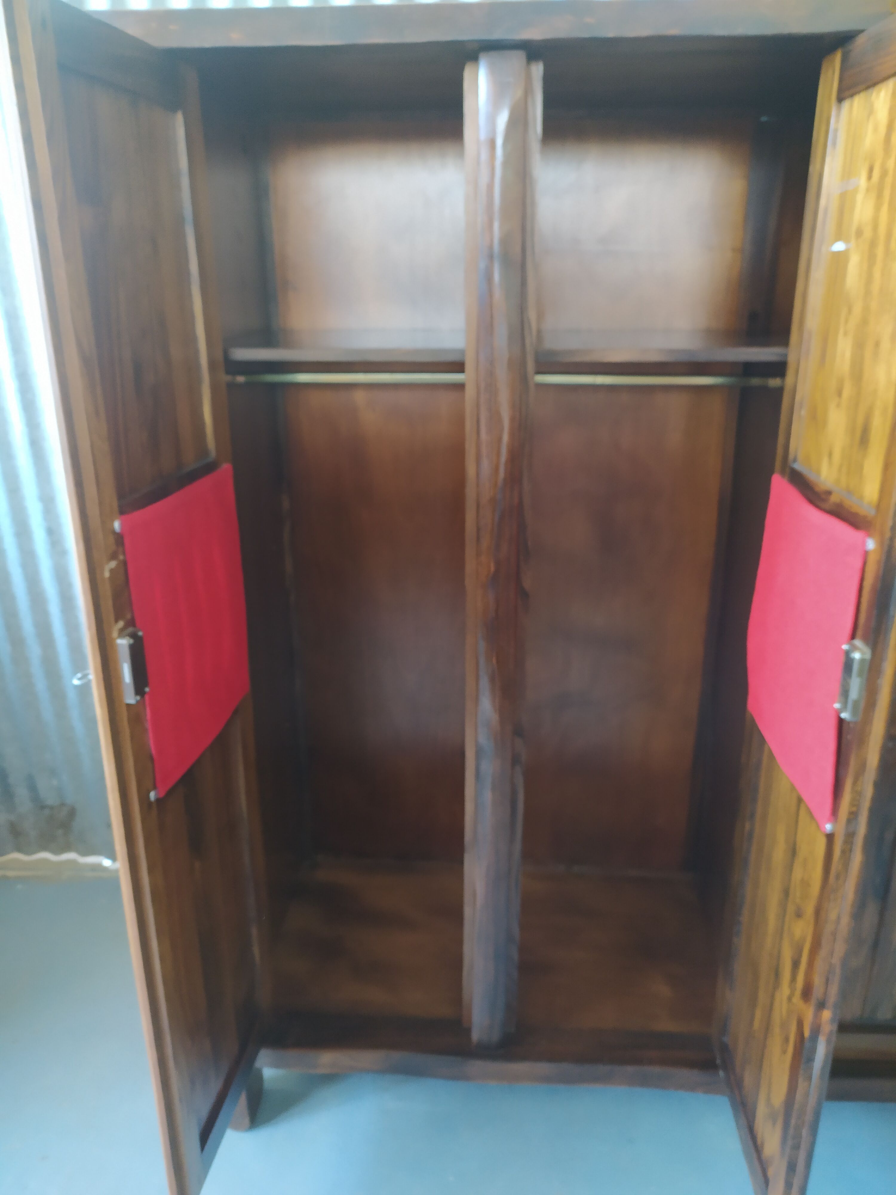 3-door brutalist cabinet in solid elm