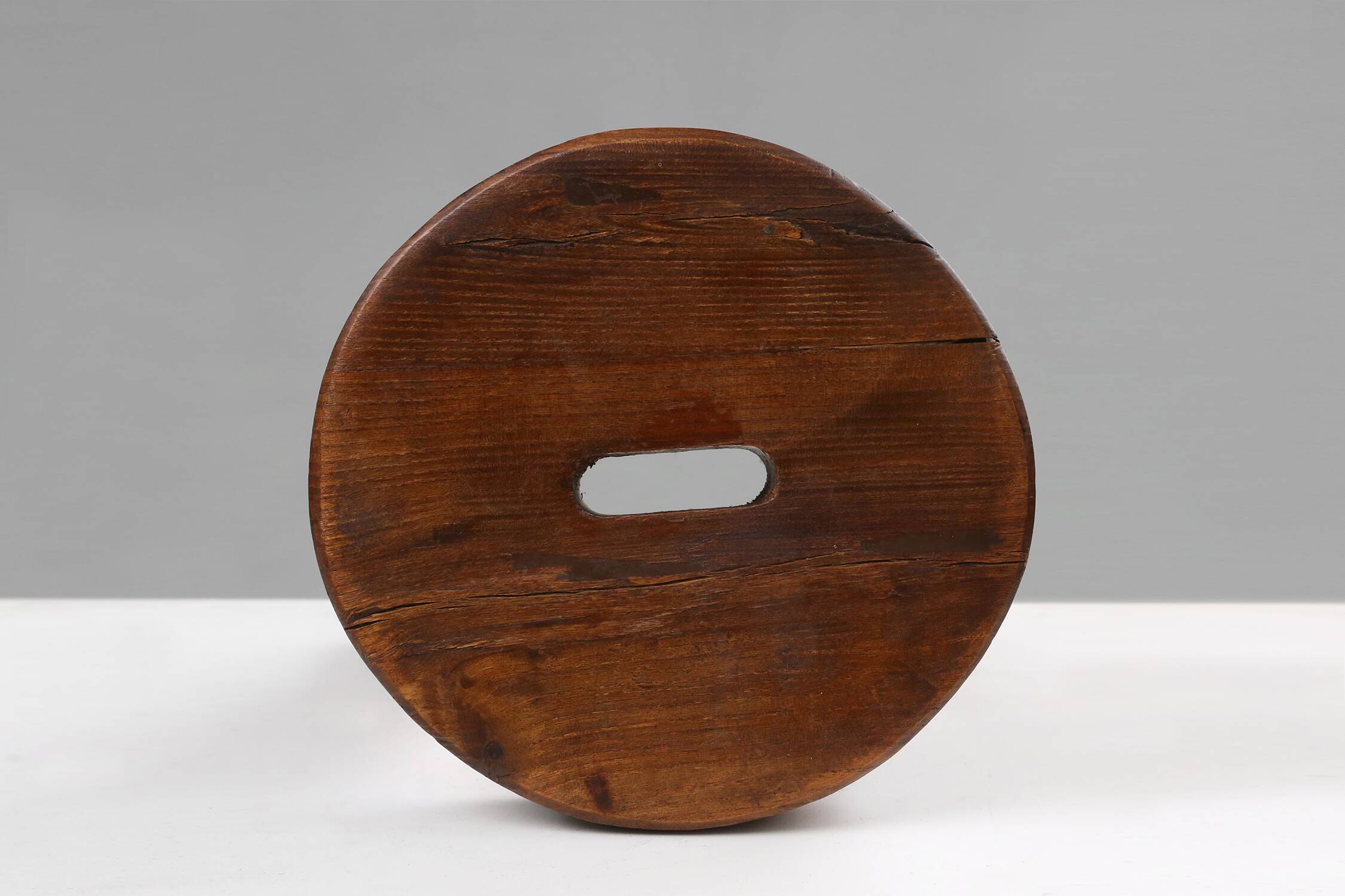 Rustic Wooden Stool with Handle, 1920s