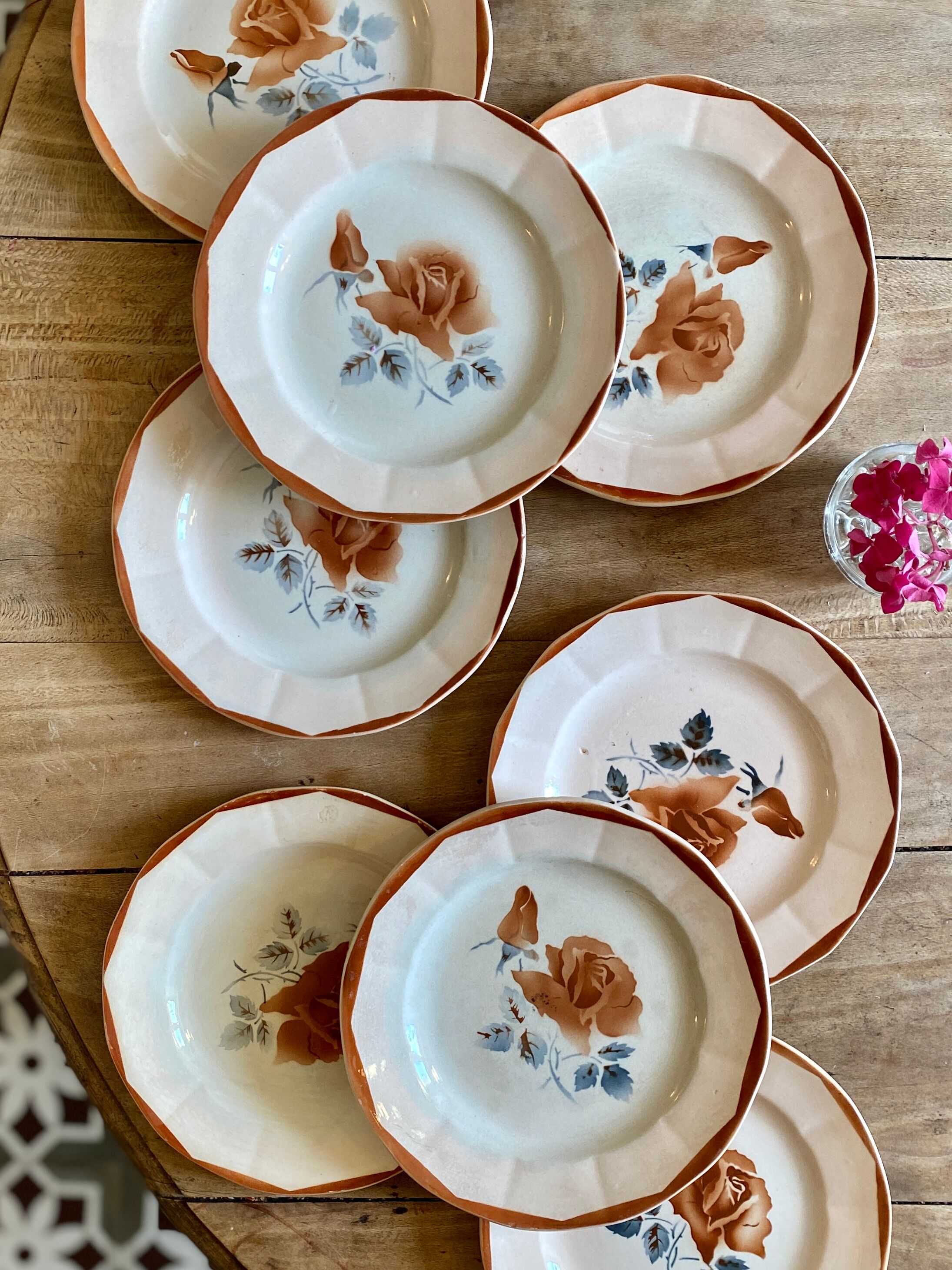 Set of 8 vintage dessert plates, model 9181 by Digoin