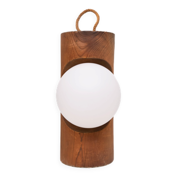 Suspension, lampe de table en pin massif brutaliste Temde, Suisse années 1960