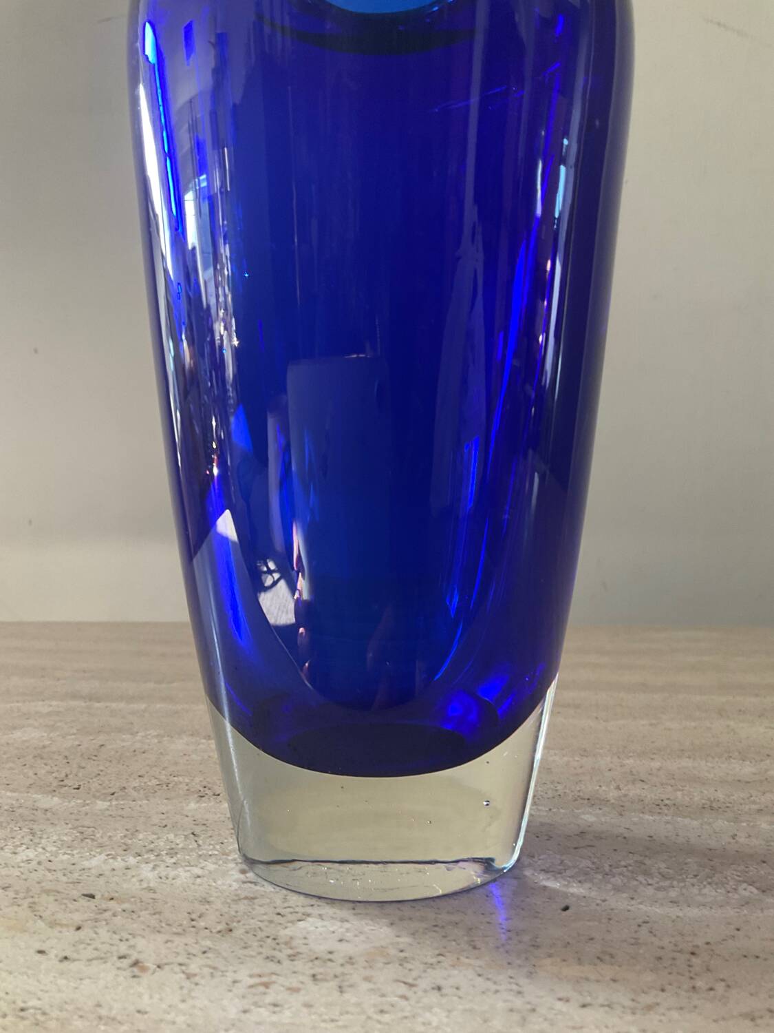 Vintage cobalt blue glass paste vase