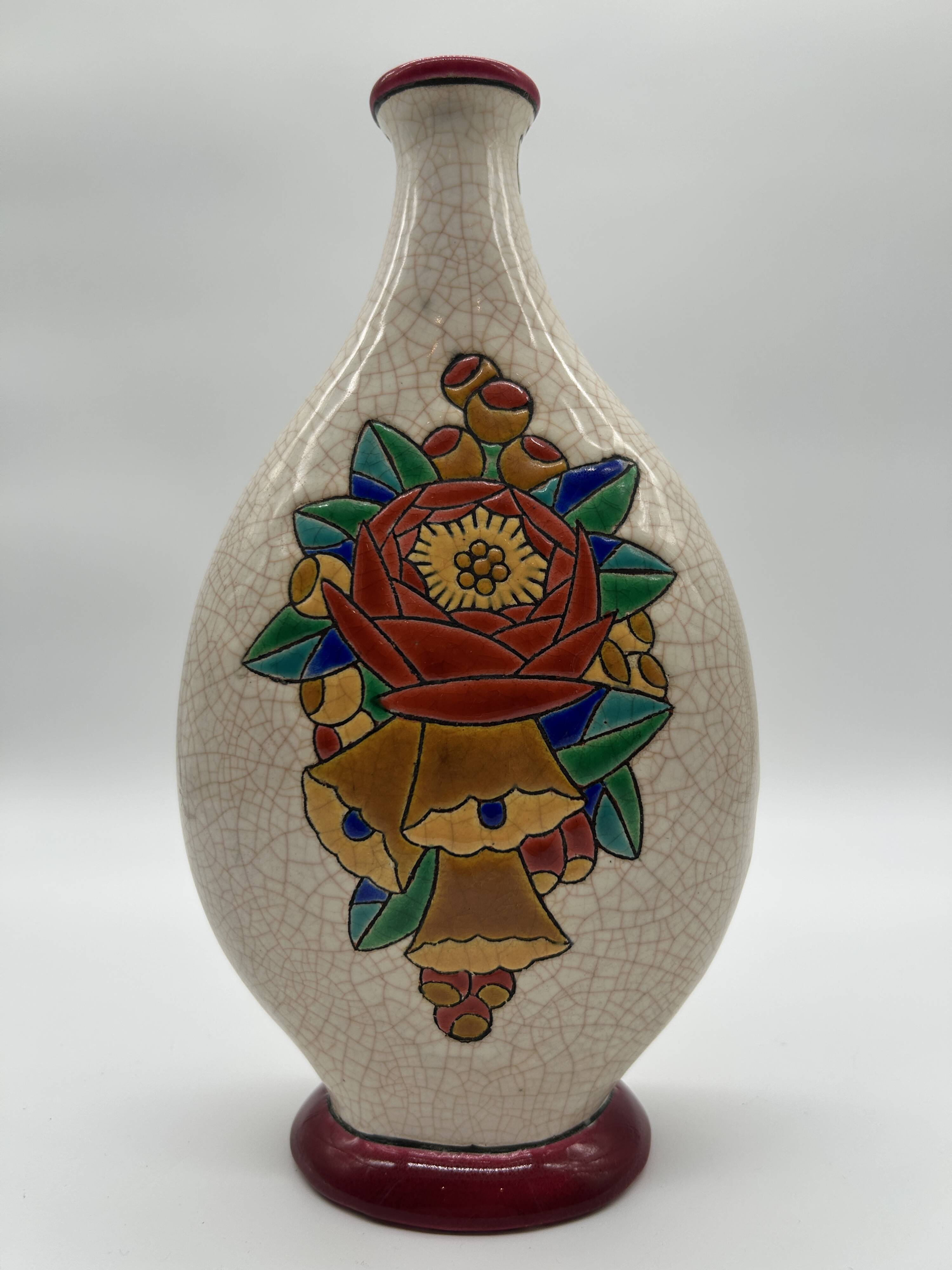 Vase art deco en émaux de longwy
