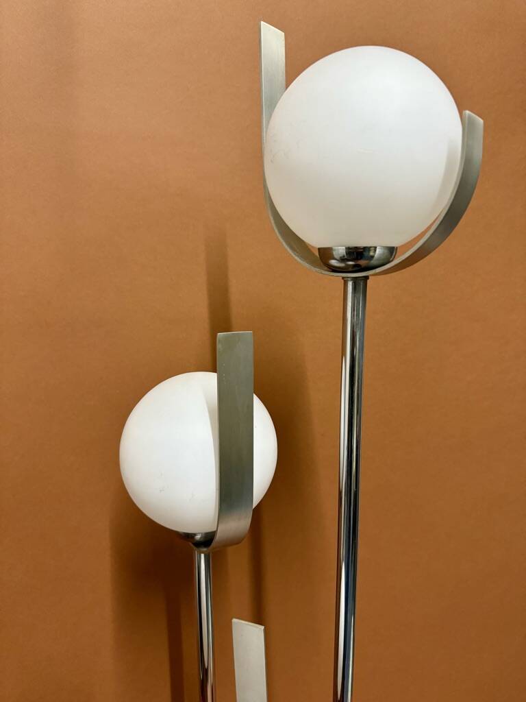 1970s opaline chrome floor lamp