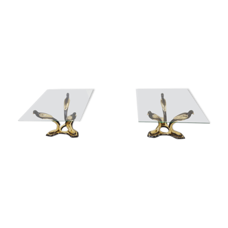 Pair of brass bird coffee tables, 1970s