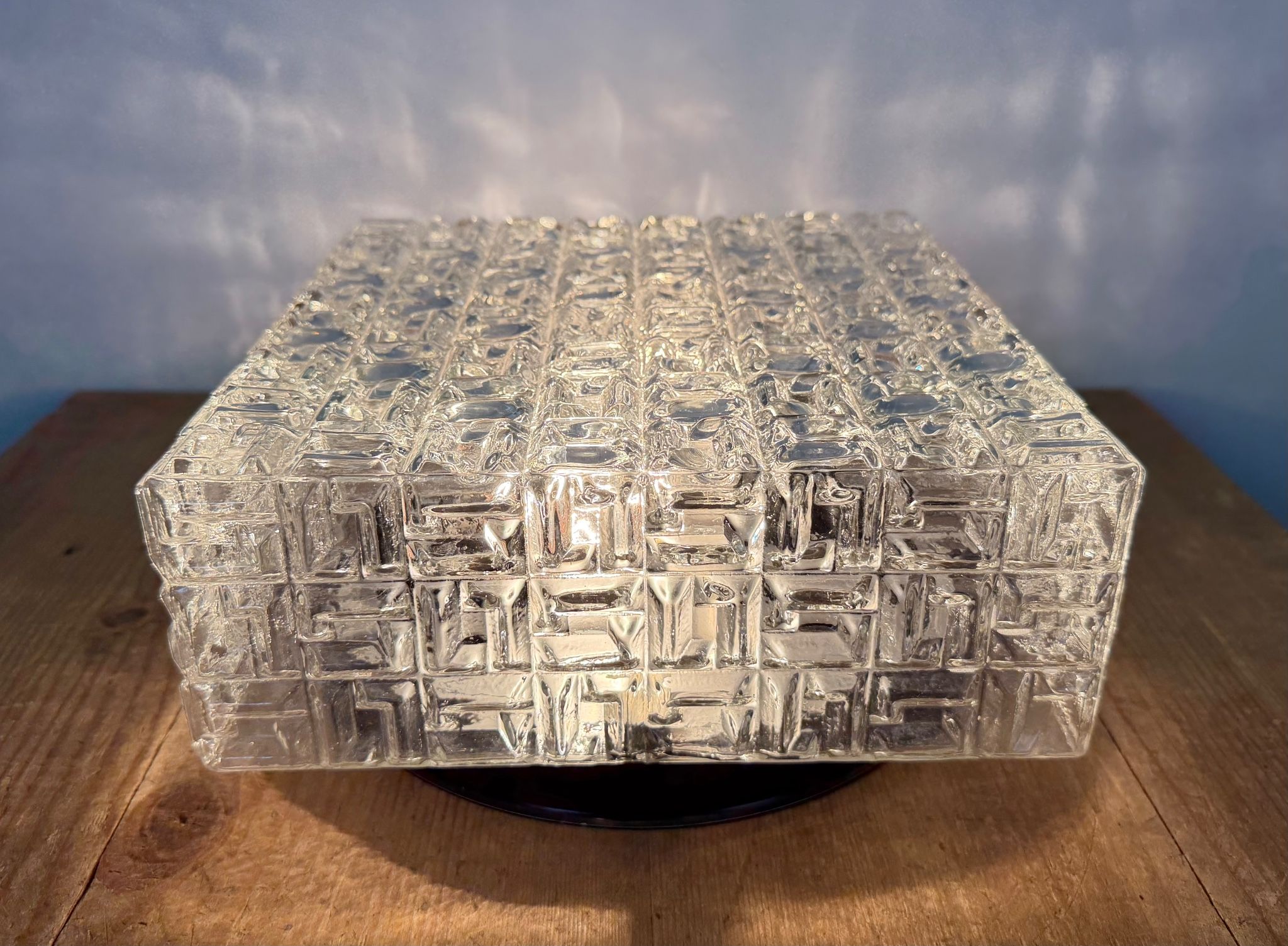 Vintage Glass Wall Or Ceiling Light, 1970s
