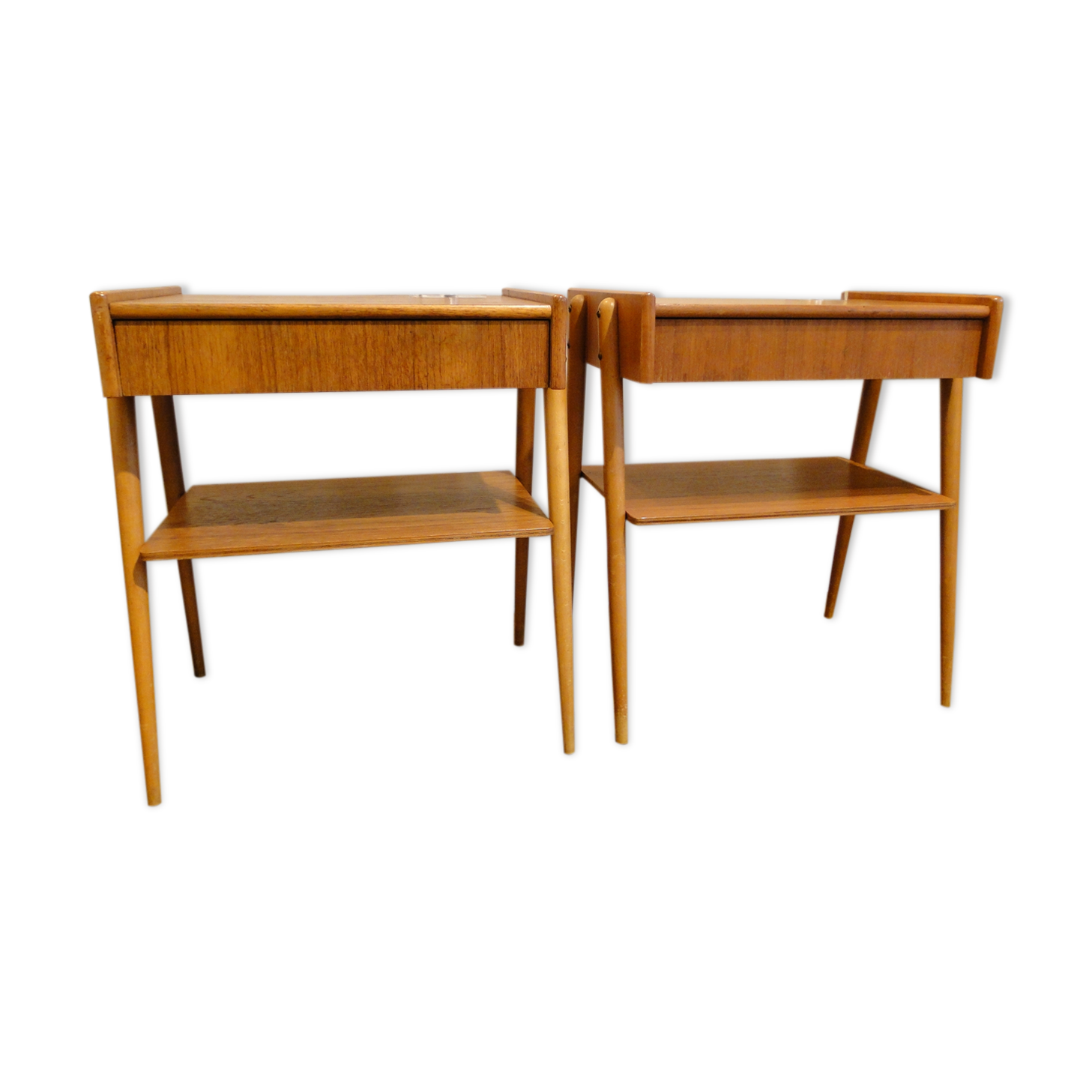Pair of bedside teaks in AB Carlström & Co Möbelfabrik 1960