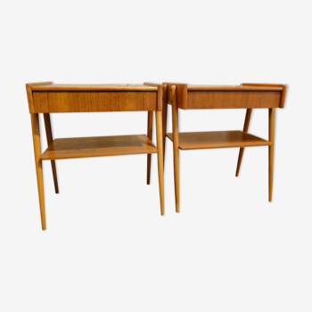 Pair of bedside teaks in AB Carlström & Co Möbelfabrik 1960