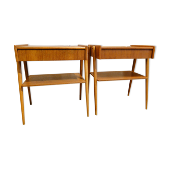 Pair of bedside teaks in AB Carlström & Co Möbelfabrik 1960