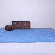 Tapis marocain traditionnel en laine bleue, fait main