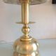 Lampe en laiton brossé et abat jour en laine  ecru  vintage années 70