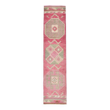 Pink Cream Turkish Runner Rug, 70x309Cm