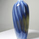 Vintage smoked glass vase lined with opaline, Murano bubble.