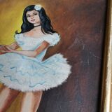 Painting kitsch vintage signed framed frame plaster dore