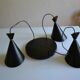Vintage large chandelier with 3 tulips in black and gold Diabolo.