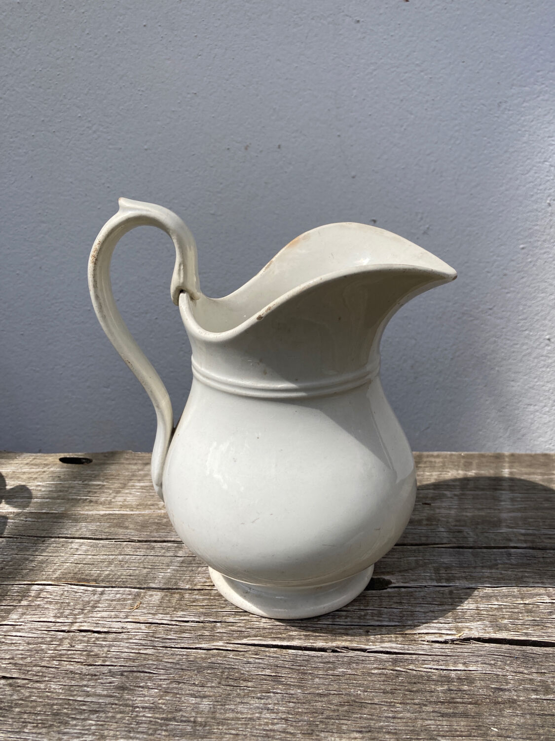White pitcher earthenware Creil and Montereau nineteenth