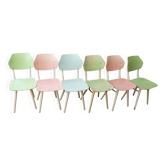 Ensemble de 6 chaises vintage TON en bois peint, Tchécoslovaquie, 1964
