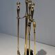 Neoclassical Fire Necessary in Polished Brass on Columnar Base Support