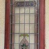 Portes de magasin fin XIXem, devanture de mercerie avec vitraux Art Nouveau