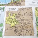 Spain and Portugal map in vintage colors 43x43cm from 1950