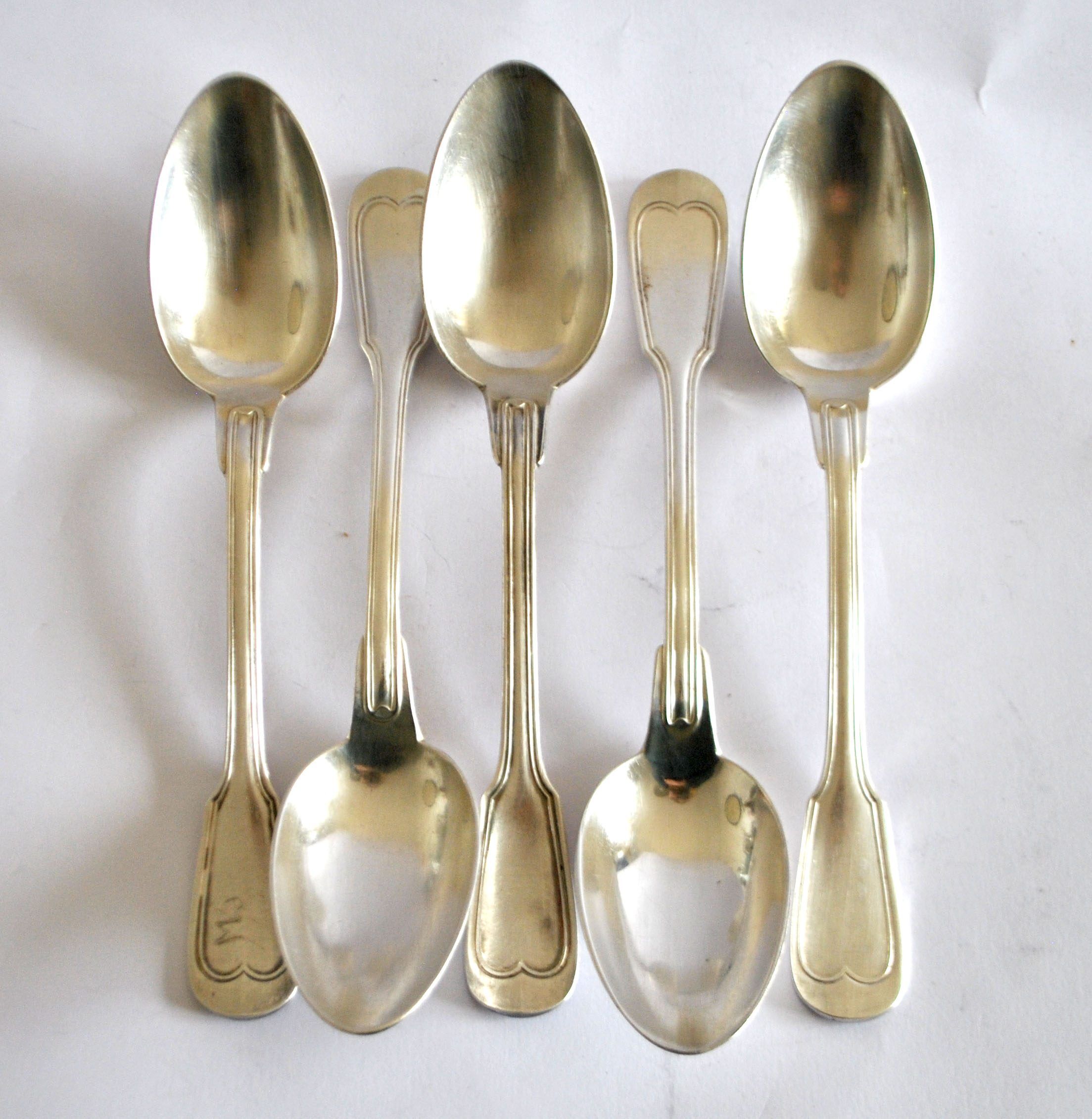 SFAM set of 5 CHINON silver-plated table spoons, antique style, 21cm